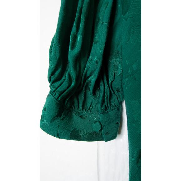 RIXO LONDON Indy Green Floral Satin Jacquard Long Sleeve Mini Dress US MEDIUM - Picture 8 of 14